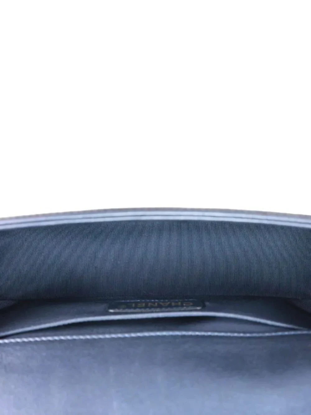 Chanel  Boy Flap Medium Cube Embossed Leather Shoulder Bag Navy Blue